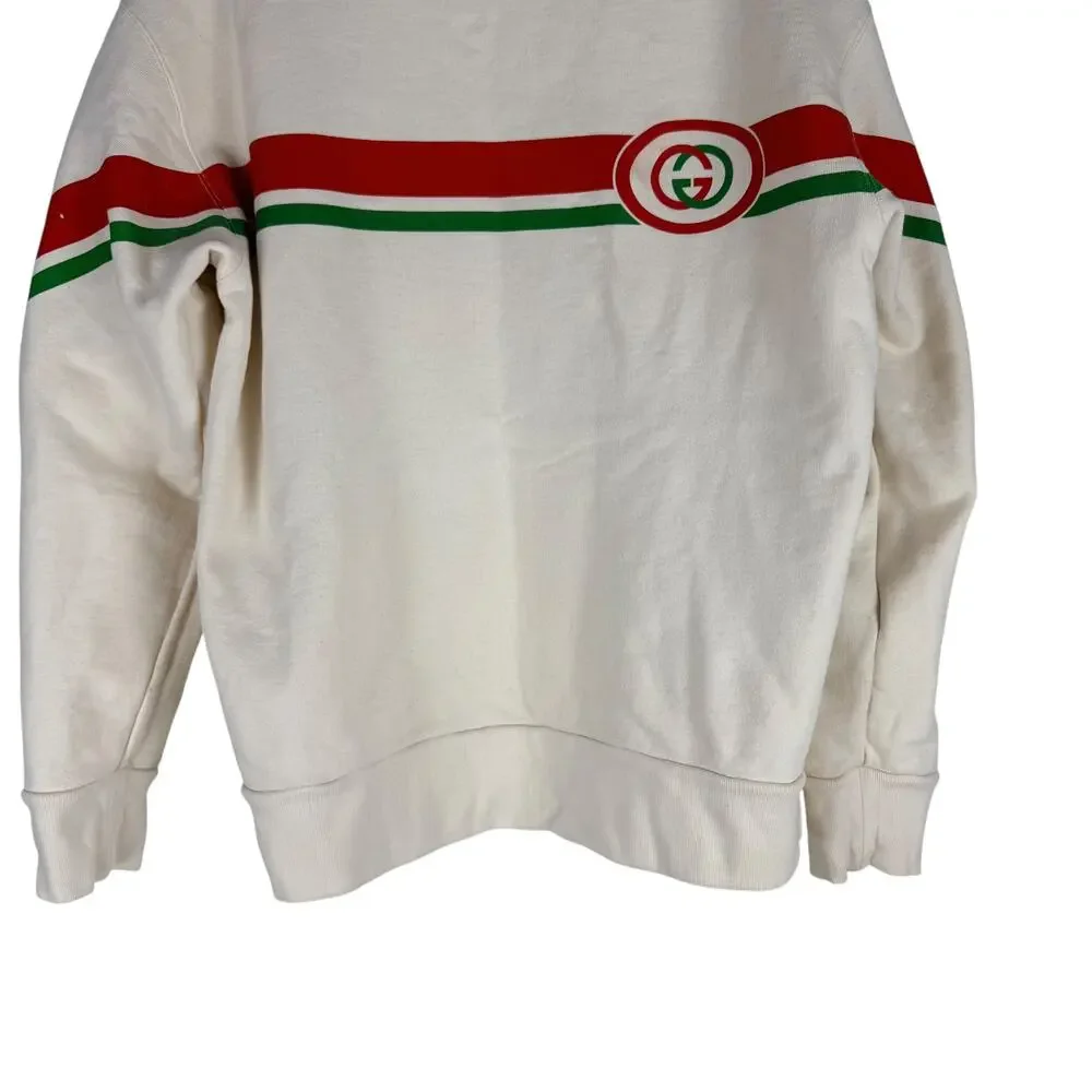 Gucci Interlocking GG Striped Crew Neck Sweater Off White SIze M